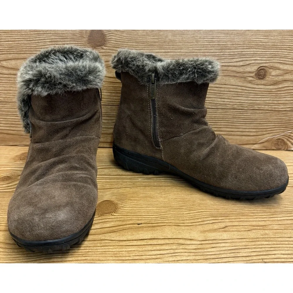 Khombu‎ Brown Faux Fur Suede Leather Lisa All Weather Snow Boots Size 8